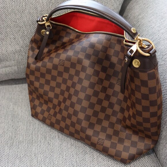 Louis Vuitton Handbags - Discontinued Louis Vuitton Duomo Hobo Damier Ebene Red Interior